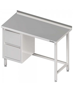 Stół przyścienny z blokiem dwóch szuflad (L),bez półki 1500x600x850 mm