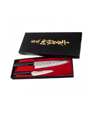 Tojiro Shippu Black Zestaw 2 noży: Uniwersalny 13cm + szefa kuchni 21cm