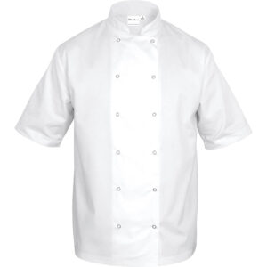 Bluza kucharska biała krótki rękaw S unisex-0