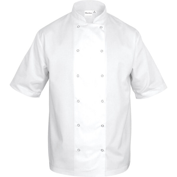 Bluza kucharska biała krótki rękaw M unisex-0