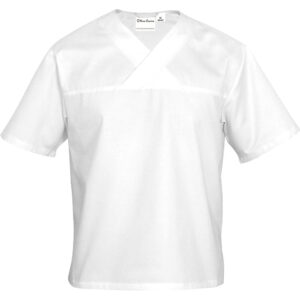 Bluza w serek biała krótki rękaw L unisex-0