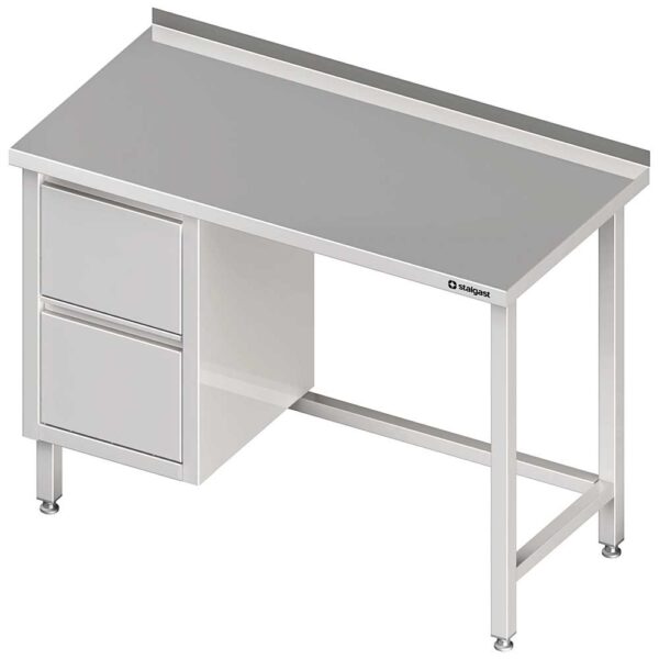 Stół przyścienny z blokiem dwóch szuflad (L),bez półki 1200x600x850 mm-0