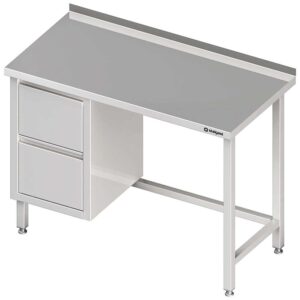 Stół przyścienny z blokiem dwóch szuflad (L),bez półki 1400x600x850 mm-0