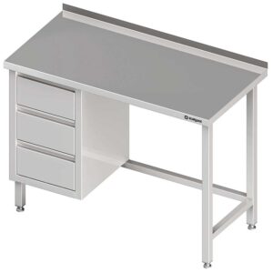 Stół przyścienny z blokiem trzech szuflad (L),bez półki 800x600x850 mm-0