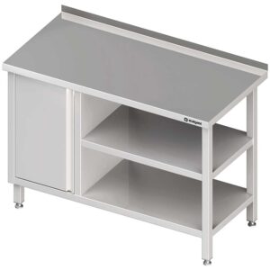 Stół przyścienny z szafką (L),i 2-ma półkami 1600x600x850 mm-0