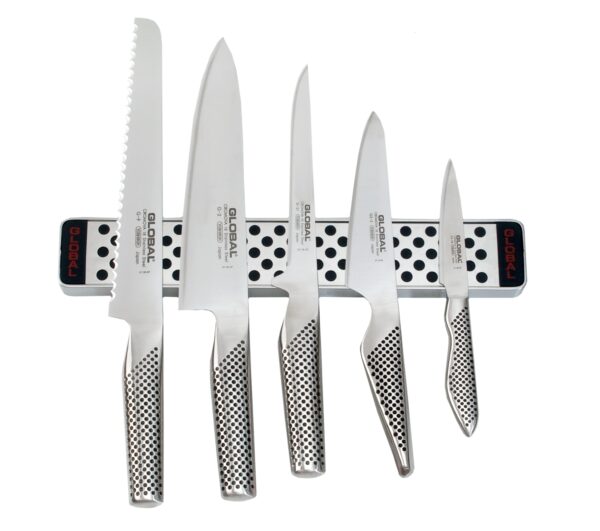 Listwa magnetyczna 31cm z 5 nożami | Global G-4231-SET5-0