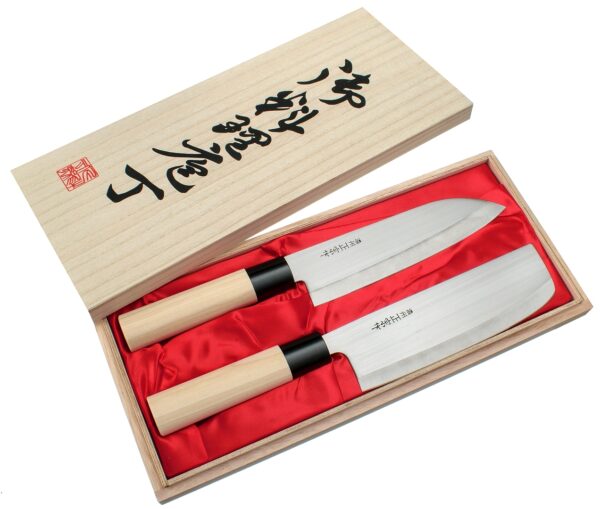Zestaw nóż Santoku + Nakiri Satake Megumi H8161W-0